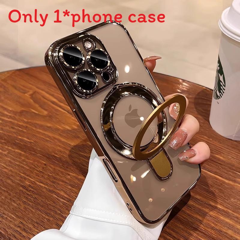 Clear Magnetic Mobile Phone Cases For Iphone 16 Shockproof Ring Cover Stand
