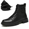 Men's High-Top British-Style Work Boots - First Layer Cowhide, Plus Size, Winter/Autumn Martin Boots