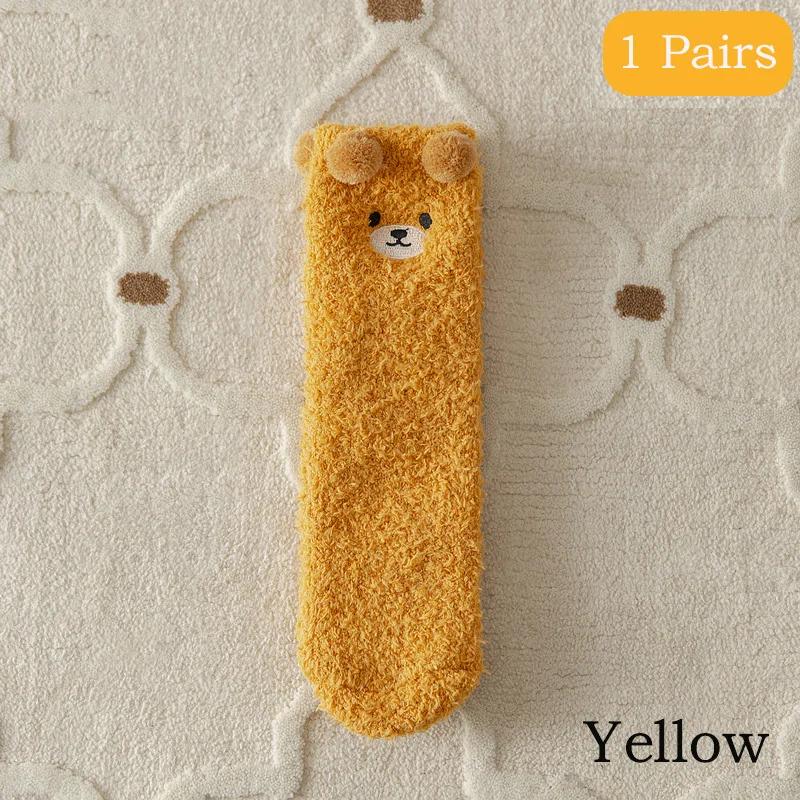 Coral Velvet Women's Winter Thickened Plush Warm Comfortable Sleeping Sock Cute Cartoon Lovely Floor Socks Nice Plus Stockings