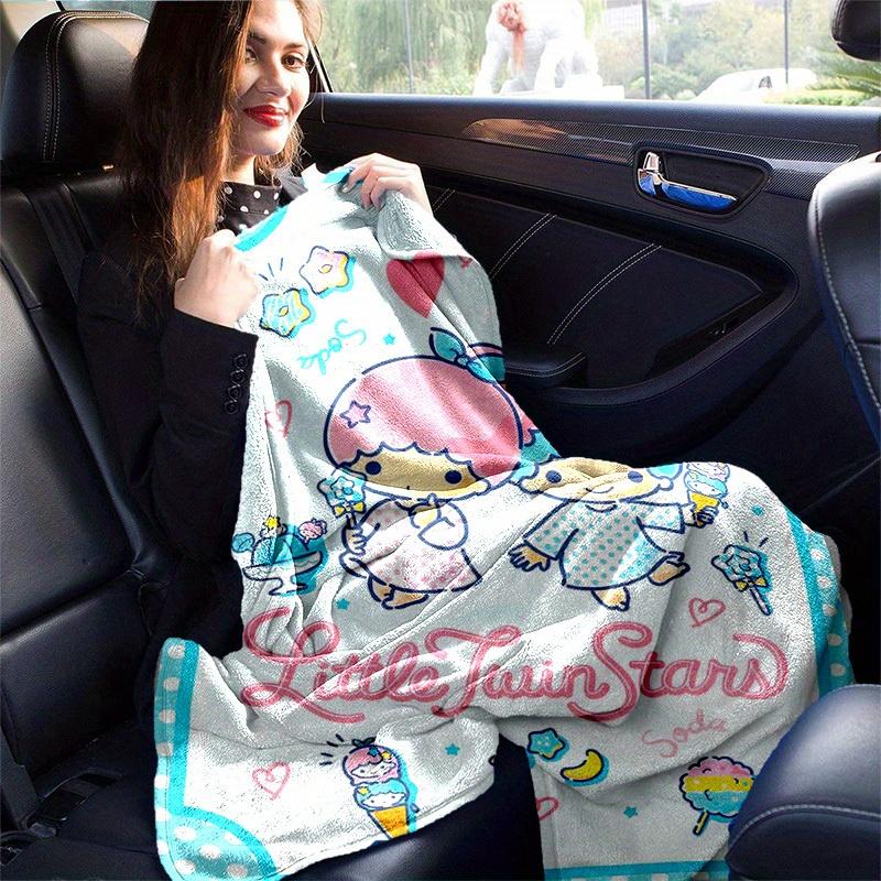 1pc Sanrio Little Twin Stars Home Decor Flannel Blanket: Perfect Gift for Bedroom, Living Room, Travel, Camping, Car, Beach, Office Nap, Ideal Sofa Th