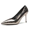 Korean Style Silver Patent Leather Pointed Toe High Heels - Elegant Thin Heel Flats for Women