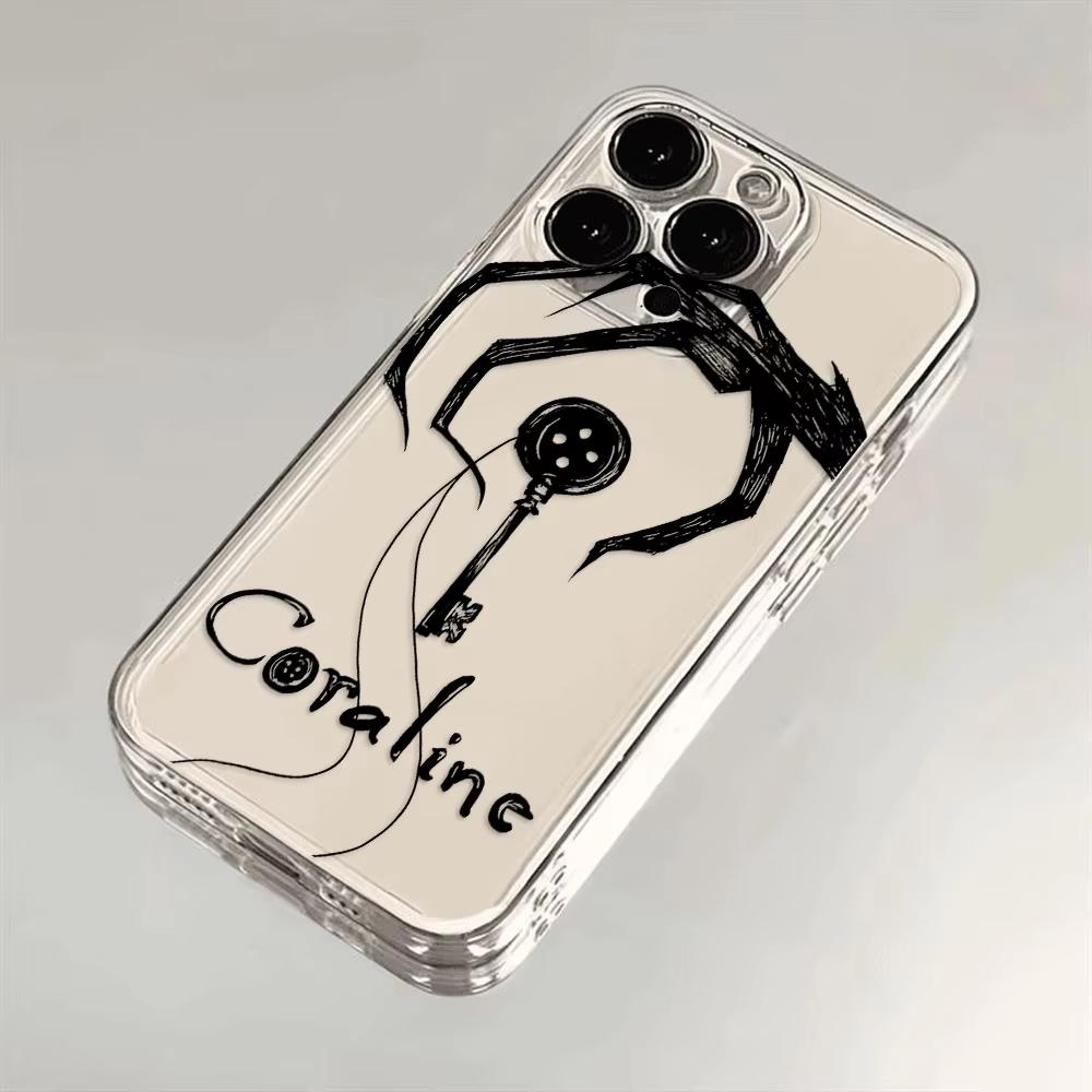 Coraline Phone Case For iPhone 17 Air 16 e 15 14 13 12 11 Pro Max Plus Mini SE 2020 2022 Soft Transparent Case