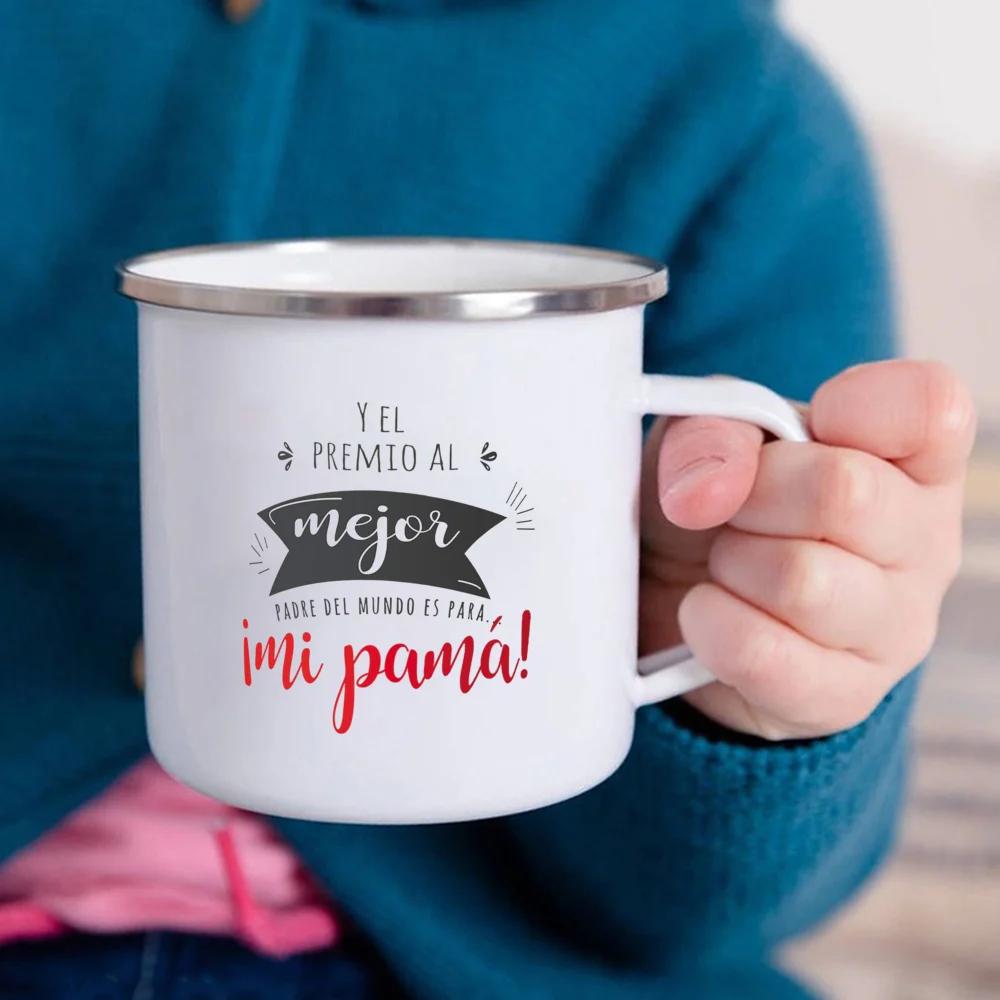 You're Lucky To Be My Dad Mug Original and Fun Father's Day Gifts White Handled Cup Coffee Tea Enamel Mug Drink Water