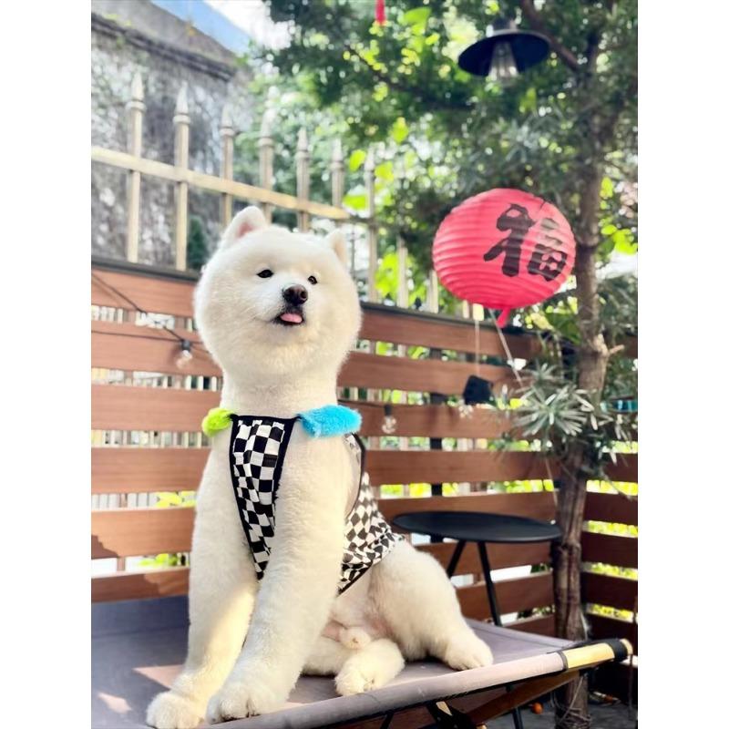 

Vest Pet Medium and Large Dog Suspender Chessboard Plush Shoulder Strap Casual Samoyed Golden Retainer Suspender Clothes 7XL chest 94 back 54 about 56-37.5 kg