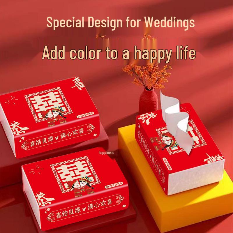 Happy Union Wedding Napkins: Elegant Table Setting & Gift Box Packaging for Banquets and Celebrations