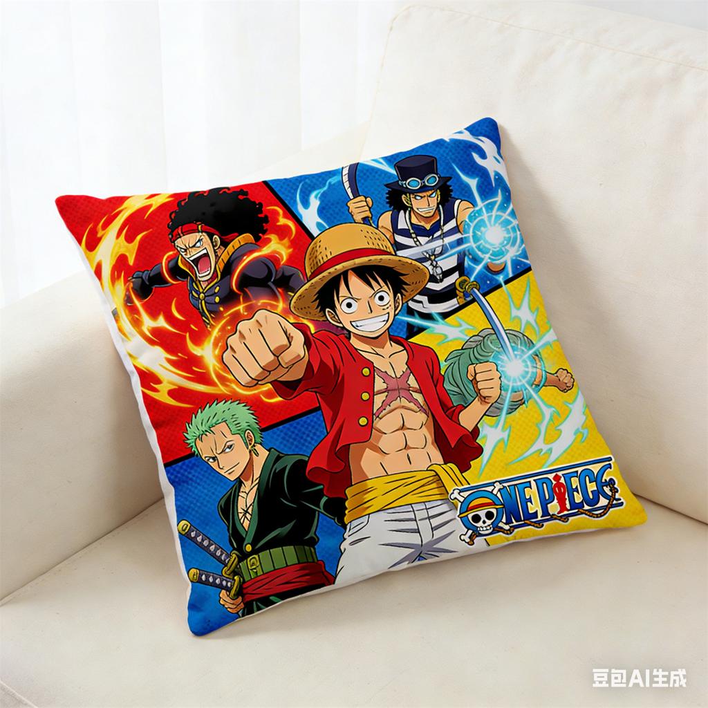 Federa Cuscino One Piece Stampa Personaggio Preferito Fan Anime Federa Decorativa per Camera da Letto Soggiorno e Appassionati di Anime