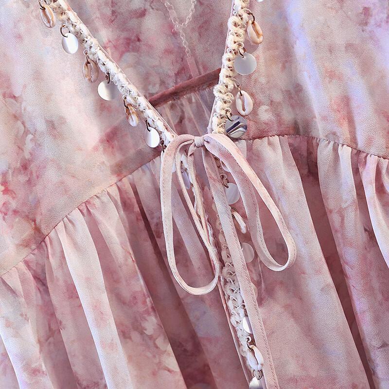 Elegant V-Neck Floral Long-Sleeve Loose Shirt