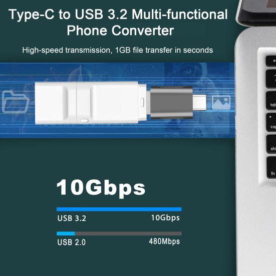 

Адаптер для быстрой зарядки телефона с разъемом USB Type-C для воспроизведения 3.2 мобильного адаптера для мобильного телефона серый
