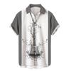 Shirts For Men Music Guitar3d Print Rock Hip Hop Tops Male Clothing Short Sleeve V-Neck Beach Shirts