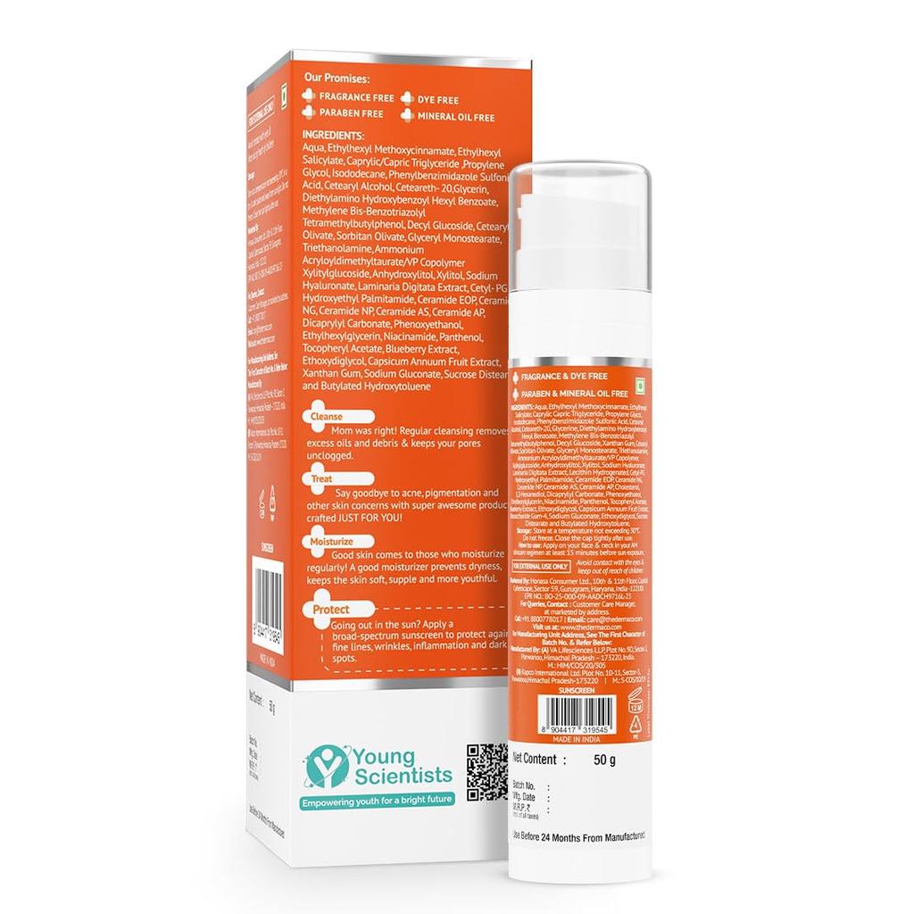 The Derma Co 1% Hyaluronsäure Sonnencreme Feuchtigkeitsspendendes Gel SPF 50 PA++++ Für Trockene Empfindliche Haut 50 g