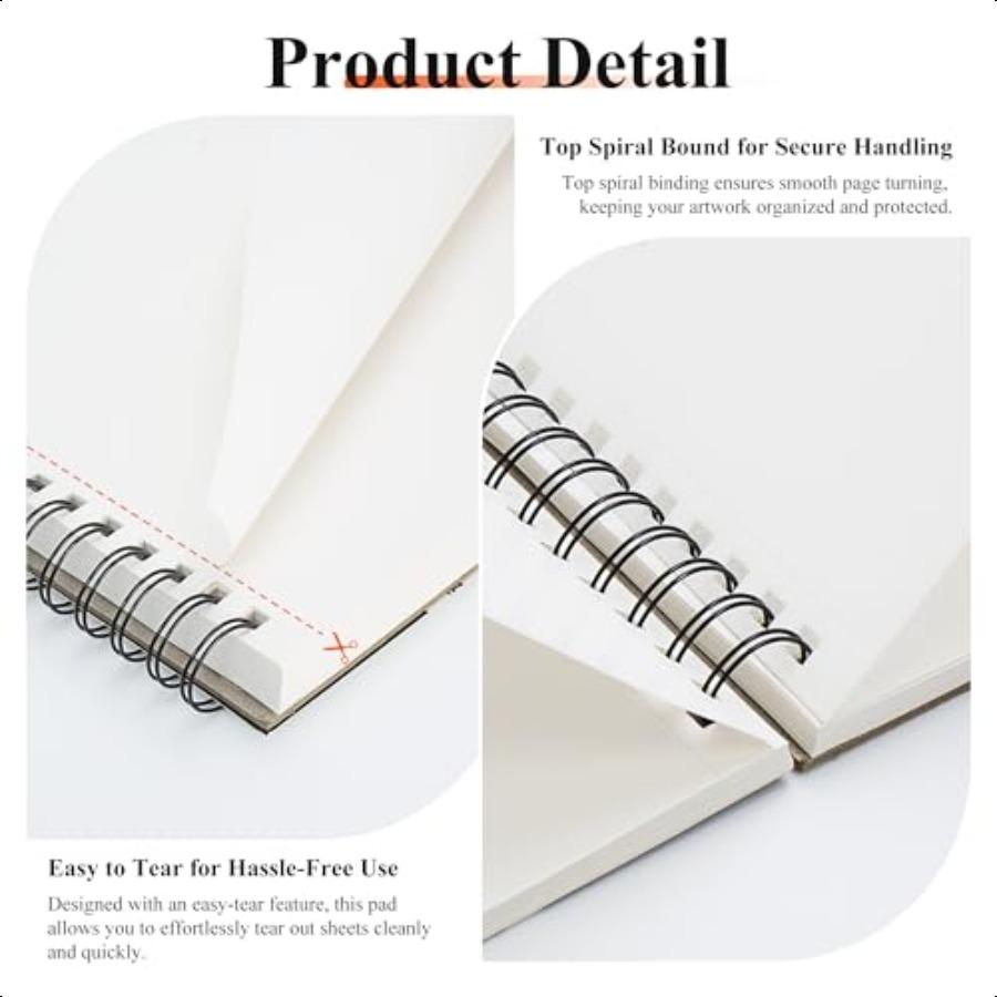 Marker Pad Drawing Sketch Paper 100 Sheets 50 Pages Mixed Media 130GSM Bleedproof SpiralBound Art Sketchbook for Alcohol Acryli