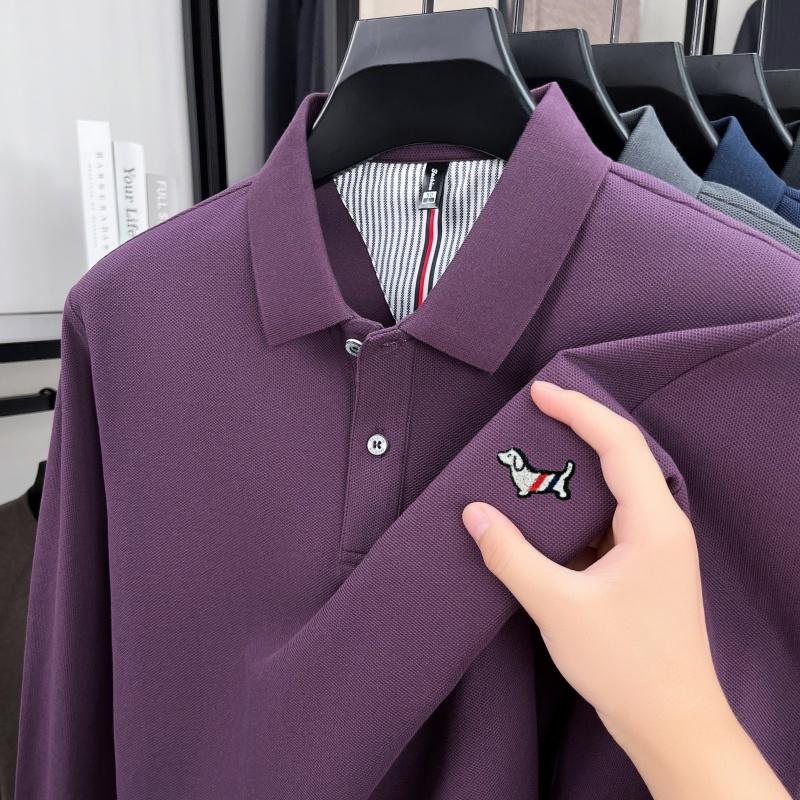 Trend Dog Embroidery 100% Cotton Long Sleeve Polo Shirt Luxury Brand Lapel T-Shirt Autumn Skin Friendly Comfort Fashion Men Wear