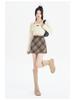 High-Waisted Plaid Slit Skirt - Plus Size Korean Style Retro Slimming Women's Fashion 2025 Autumn