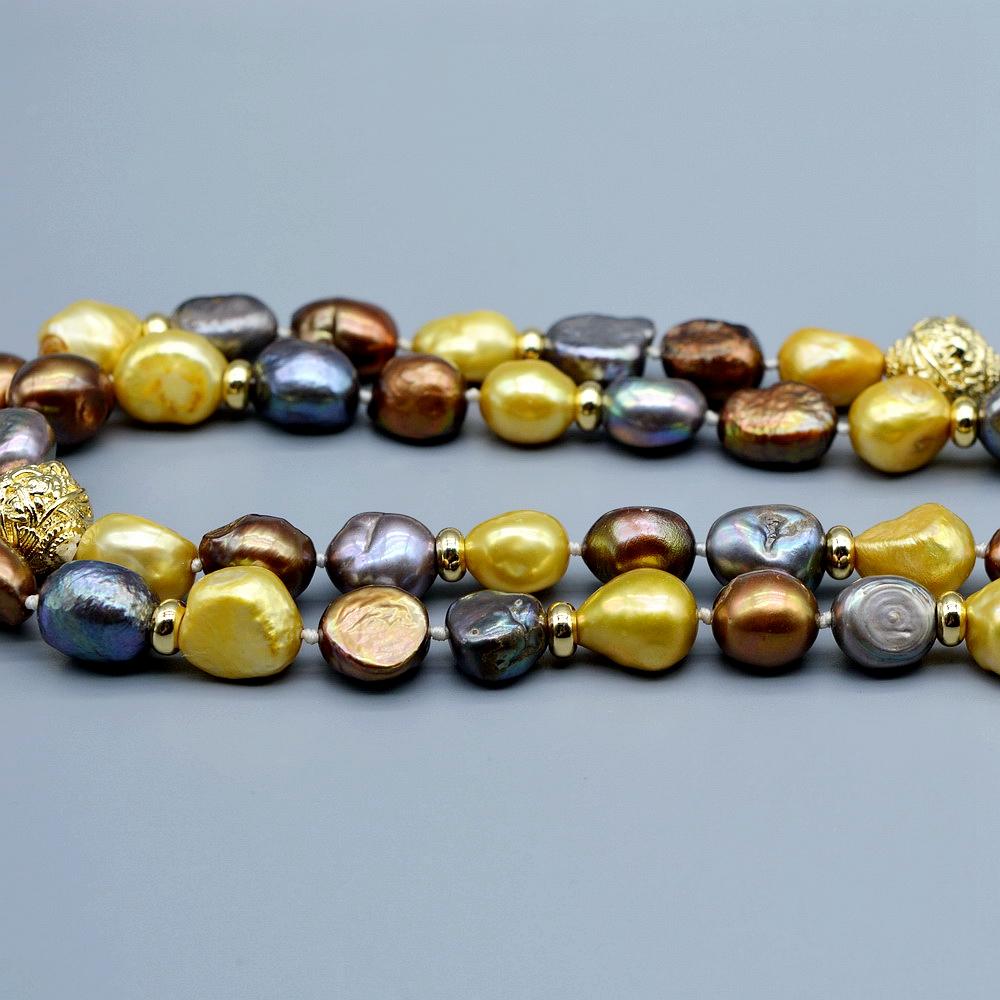 Pearl Long Necklace Natural Pearl Gold Plated Accessories Color Double Layer Necklace Boho Ladies Sweater Chain Mother Gift