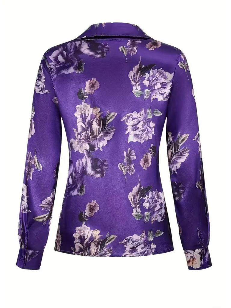2026 Women's European & American Floral French-Look Long Sleeve Shirt