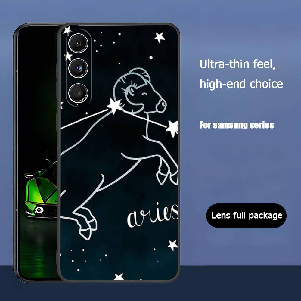 Constellation Zodiac Signs Luxury Black Phone Case For Samsung Galaxy S23 S24 S25 Ultra S22 Plus S21