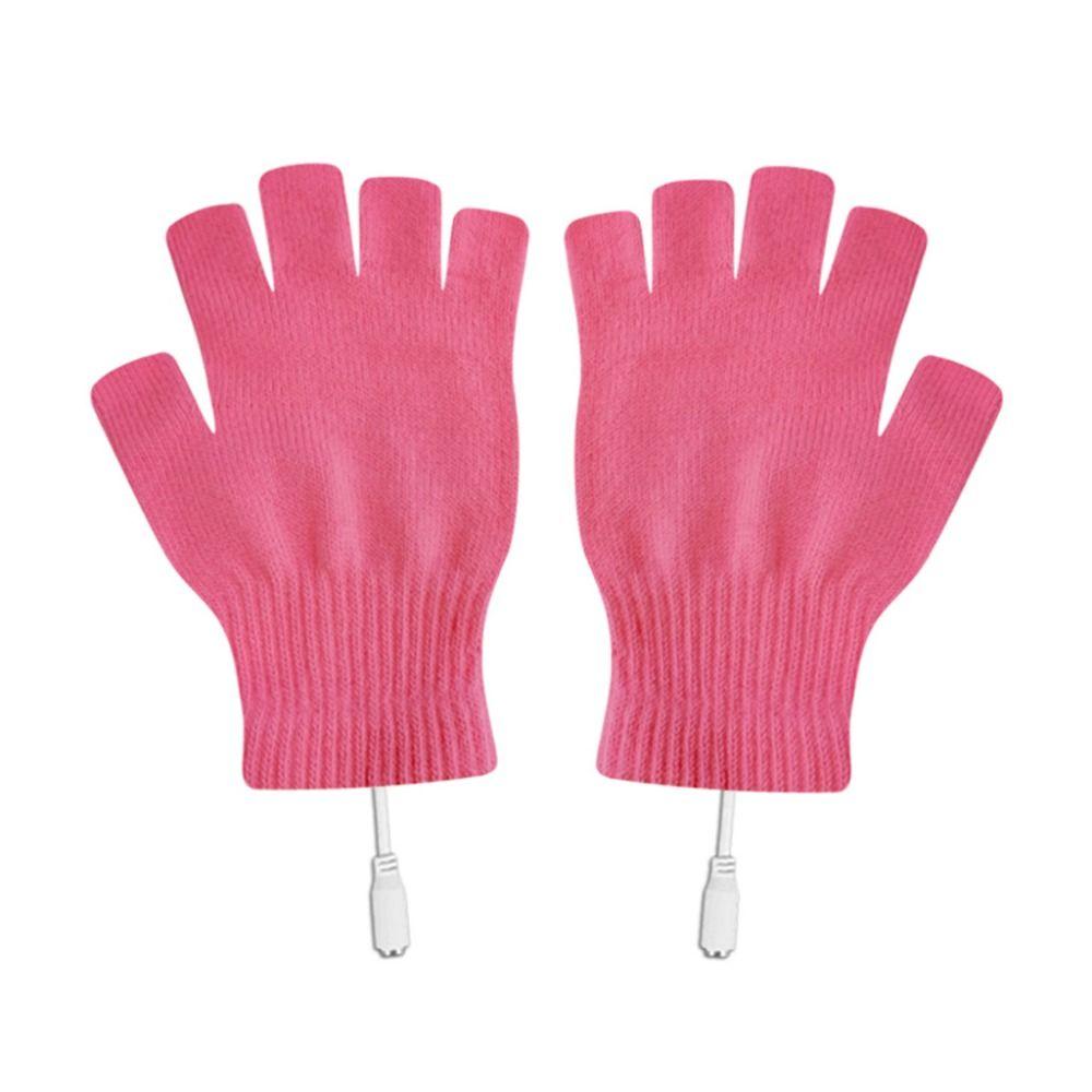 Half-finger Gloves Knitted Gloves USB Electric Heated Gloves Female Gloves Winter Heated Gloves