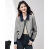 Fashionable and Trendy Autumn Knitted Single-Breasted Coat with Polo Collar In Color Blocking Design