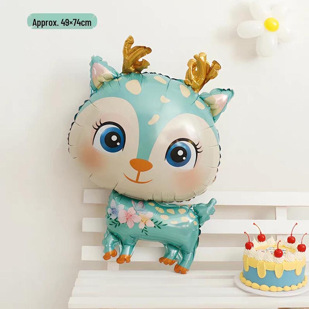 Dinosaur & Forest Animal Balloon Arrangement for Children's Party: Lion, Rabbit, Tiger Decor