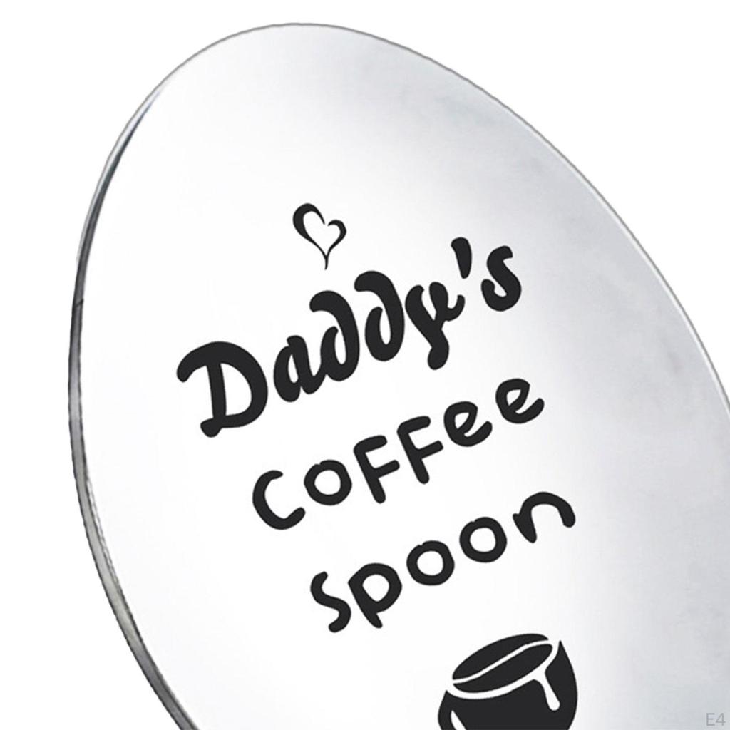 Engraved Stainless Steel Spoon Fathers Day Gifts for Dad Portable Coffee Tea Cooking Utensil