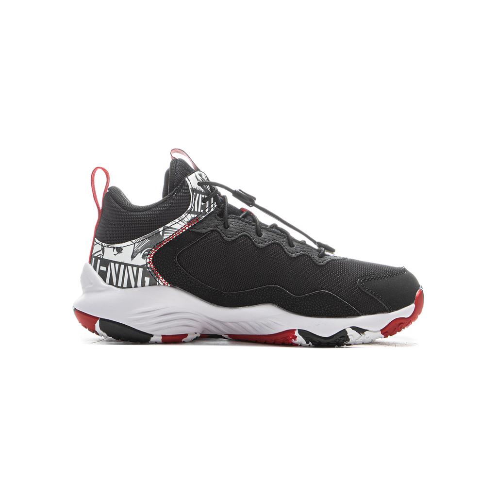 Li Ning Kids Pioneer Ling I TD Synthetic Leather Comfortable Shock Absorption Low Top Basketball Shoes Kids basketball shoes Black Red YKBU128-3