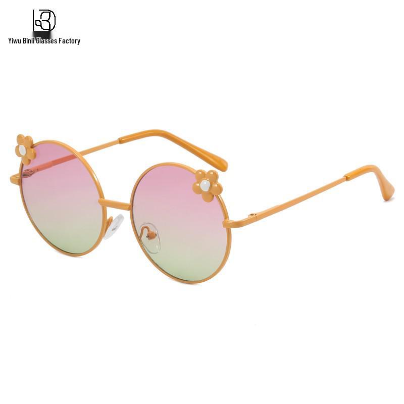 Korean Sweet Flower Style Children's Metal Sunglasses: Fashionable Beach & Photography Accessories