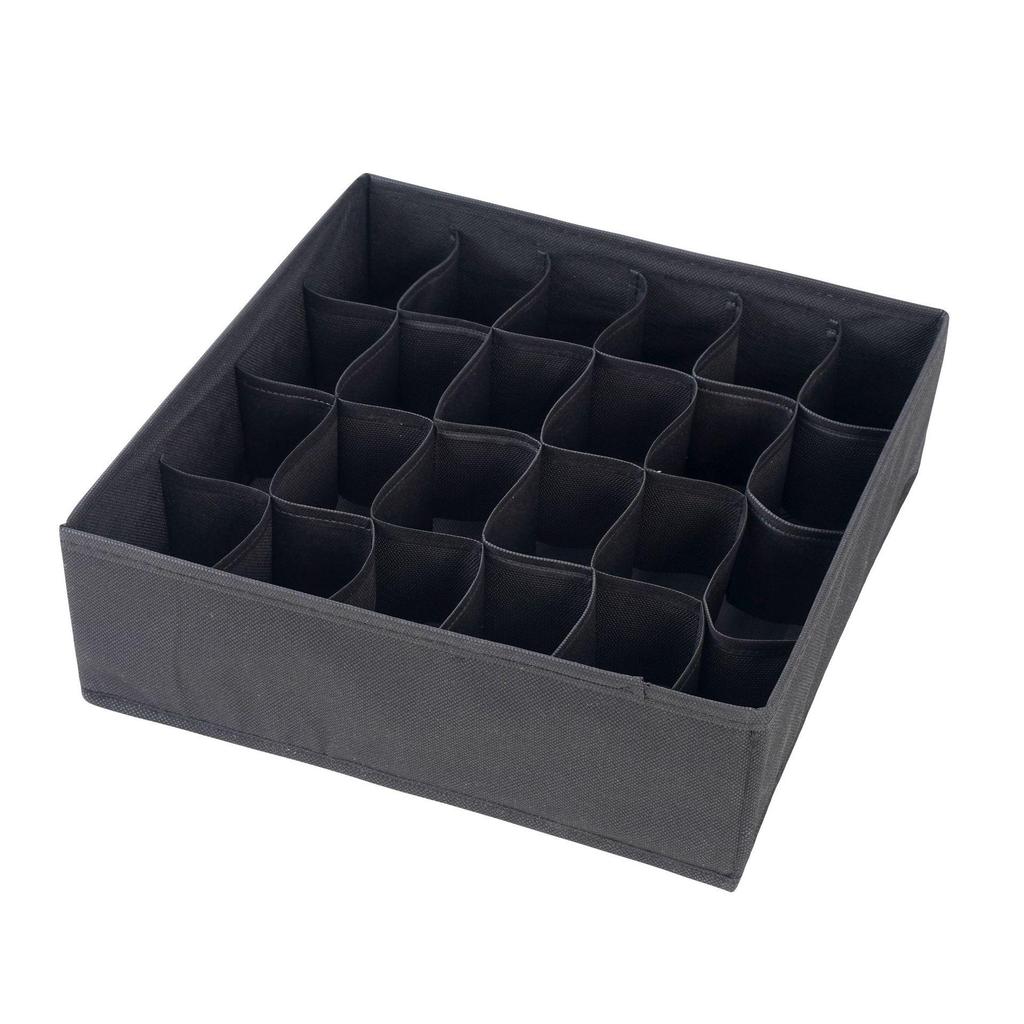 Foldable Underwear & Socks Storage Box with Dividers - Wardrobe Organizer for Bras and Panties.