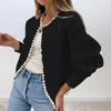 Women's Spring and Autumn Solid Jacket High Grade Sweater Knitted Cardigan