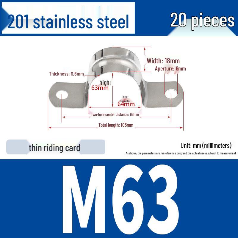 304 Stainless Steel U-Bolt Pipe Clamp Bracket - Pipe & Hose Clip Snap-on Hoop