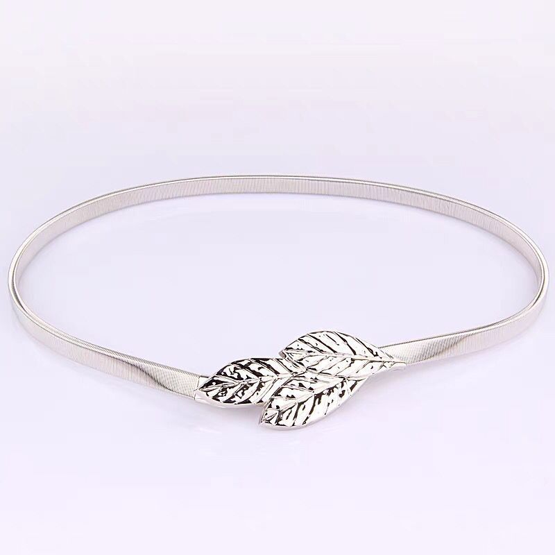 Stylish Rose Metallic Flower Accessory Elastic Waist Belt For Dresses Casual