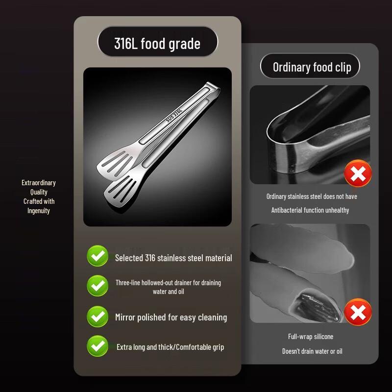 316 Stainless Steel Kitchen Food Tongs