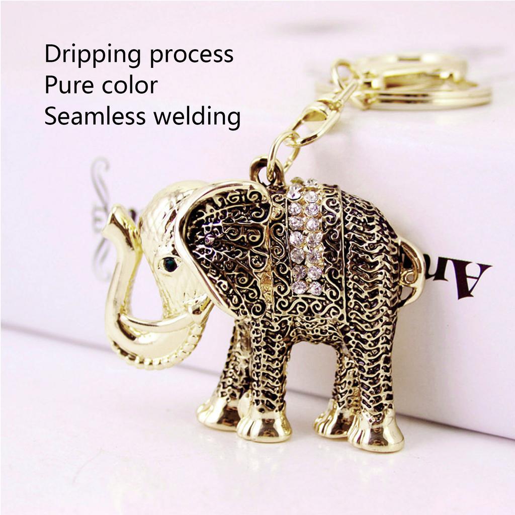 Elephant Keychain Electroplate Retro Keychain Good Luck Environmental Friendly Elephant Key Chain Cute Keychain for Birthday