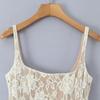 Elegant 2026 Sweet Lace Knit Camisole Dress with Retro Square Neck & Backless Design