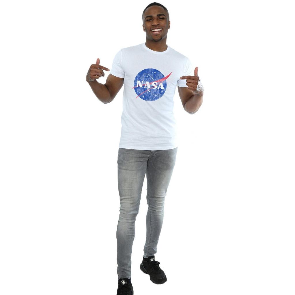 NASA Mens Insignia Distressed Cotton Logo T-Shirt