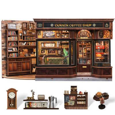 CuteBee DIY Book Nook Casa de Muñecas 3D Casa en Miniatura BookNook Artesanía en Madera Decoración Sujetalibros con Regalo Perfecto para Adolescentes y Adultos Kit de Café, Kit, Kit,