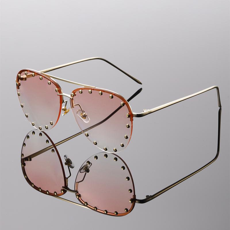 Gafas de Sol Estilo Piloto Sin Montura para Hombre Nueva Moda Vintage Degradado Sombras para Exteriores Tendencia Elegante Marca Diseñador Gafas de Sol