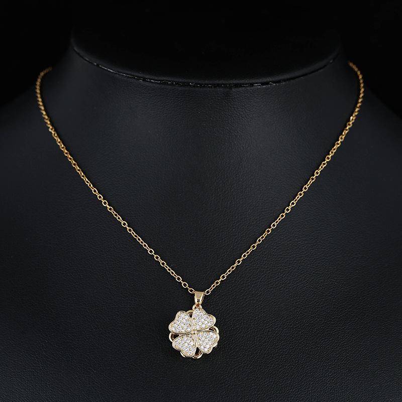 Beautiful Girl Four-Leaf Clover Pendant Necklace - Elegant and Fashionable Gift Jewelry шампанского