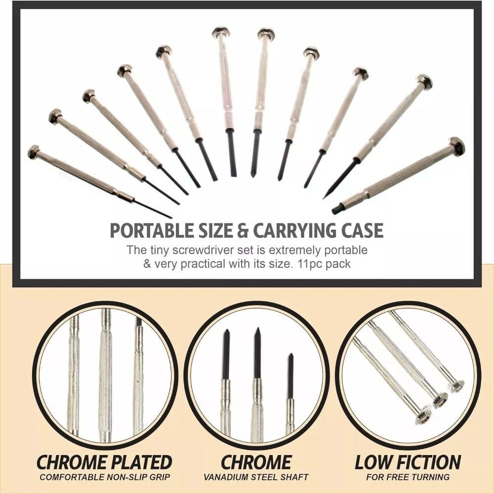11ks/sada Mini hodinářské nástroje pro hodinky/hodiny Ocelový nástroj na opravu brýlí