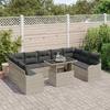 Garden Sofa Set with Cushions 10 Pcs Light Grey Poly Rattan