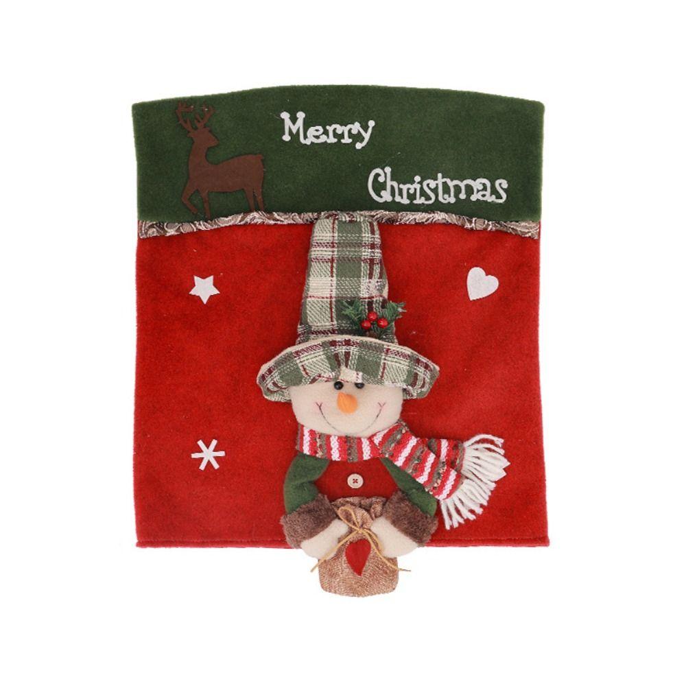 Santa Claus Snowman Elk Christmas Table and Chair Set Removable Seat Cover  Scene Layout