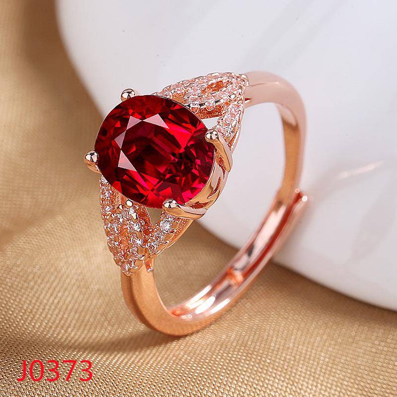 2026 18K Rose Gold-plated Pigeon Blood Ruby Ring Women's Light Luxury Diamond-set Engagement Ring Colored Open Index Finger Ring