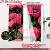 2D FLAT PRINTING 2pcs Curtains (Without Rod) Floral Pink Poppies Design Modern Fashionable Curtainments during the Women is Day