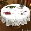 Round Christmas Tablecloth Santa Nutcracker Snowman Print Holiday Dining Table Cover Dustproof Home Decoration 150cm