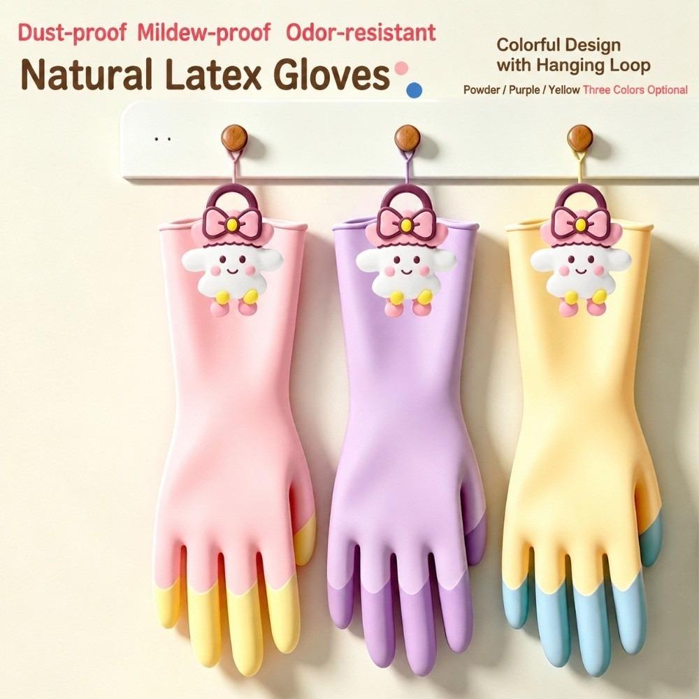 1 Pair Wear Resistant Dishwashing Gloves Thickened Kitchen Cleaning Gloves Laundry