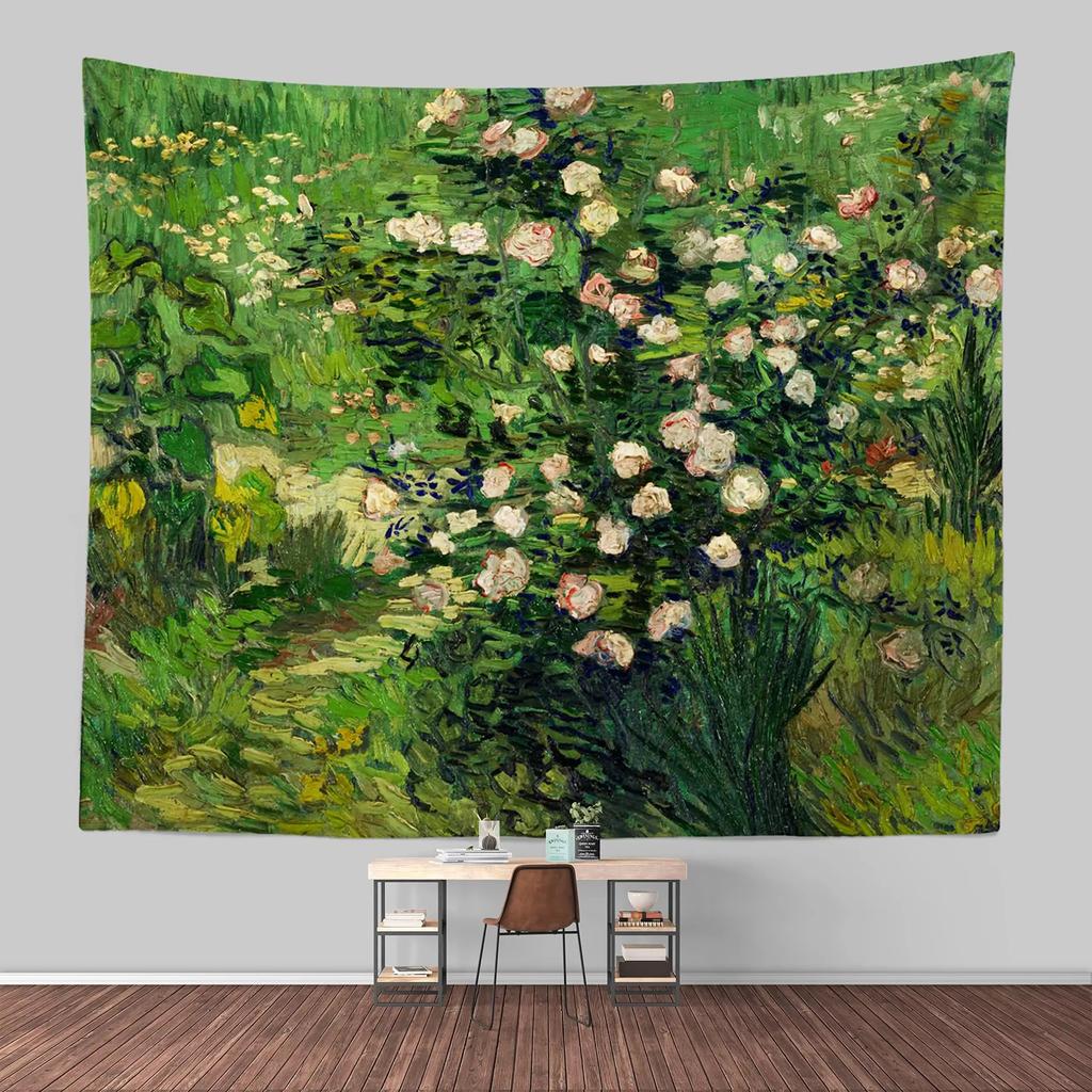 Van Gogh Flowers Tapestry Artistic Wall Hanging For Bedroom Decor Flat print design
