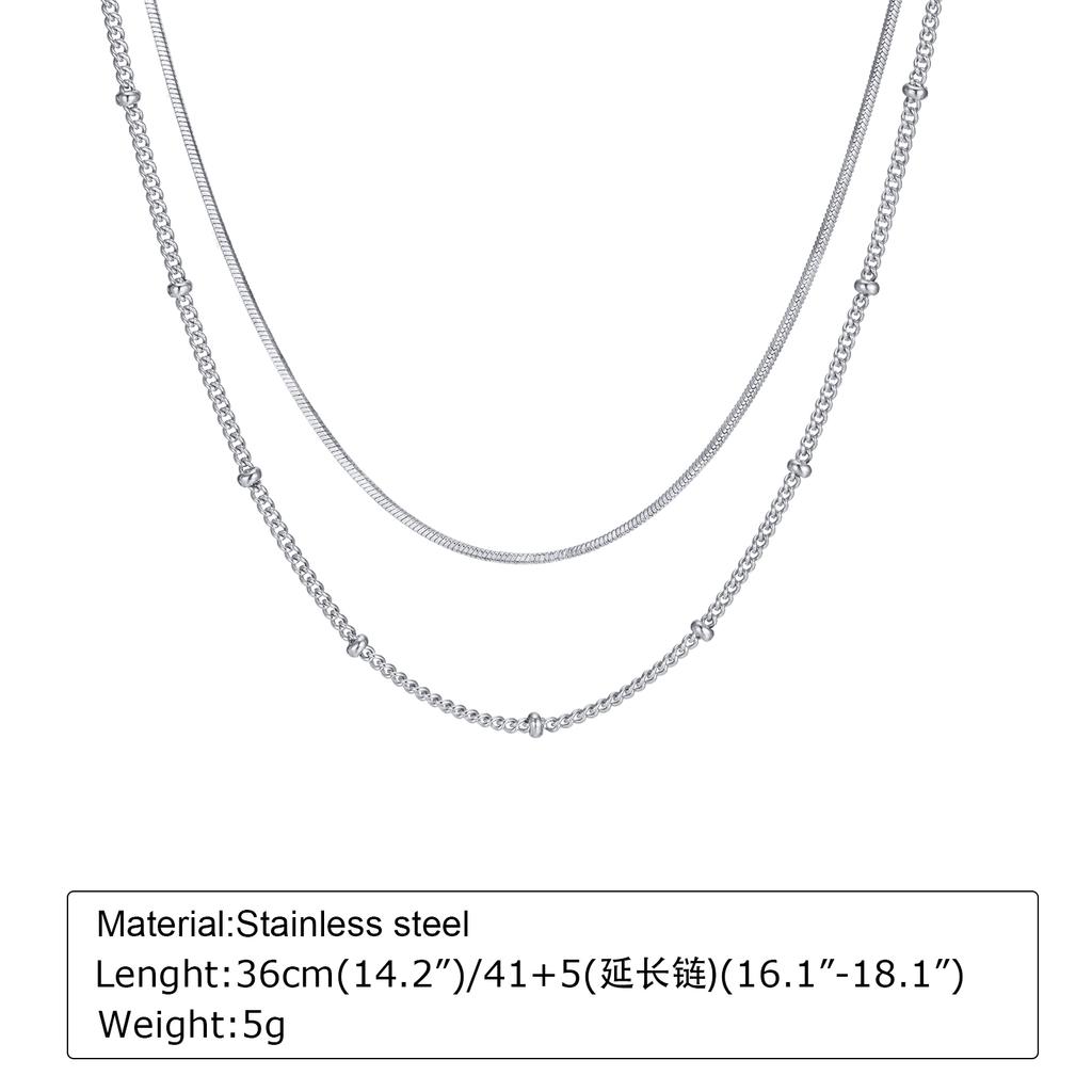Trendy Double Satellite Chain Necklaces for Women Girls,Gold Color Stainless Steel Link Choker Collar Charm Necklace Party Gifts