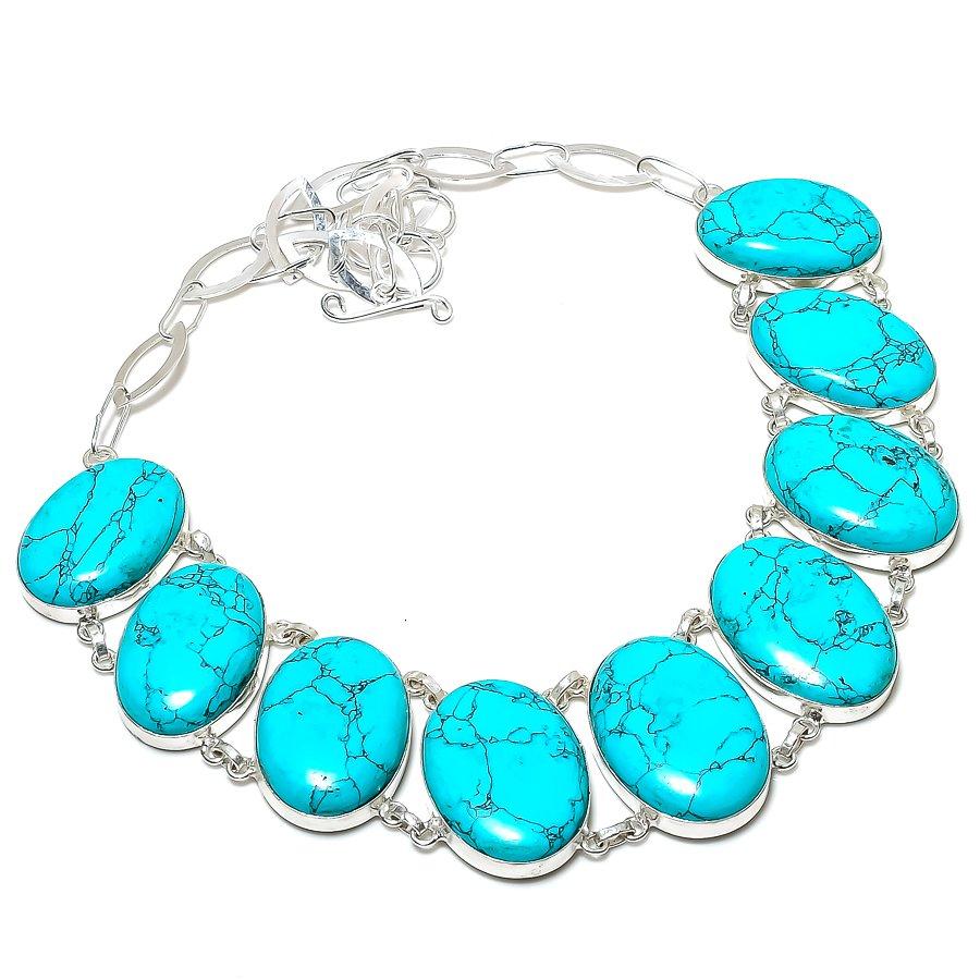 Santa Rosa Turquoise Necklace 18" Adjustable Chain Oval Gemstone Jewelry PT 4383