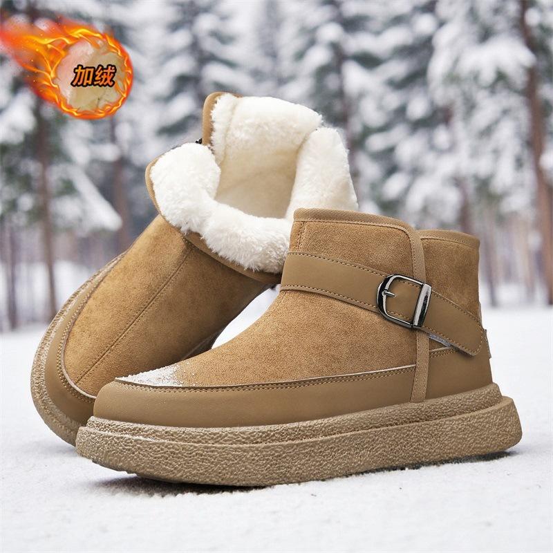 Winter velvet snow boots thickened high-top warm and cold-proof cotton boots thick-soled cotton shoes