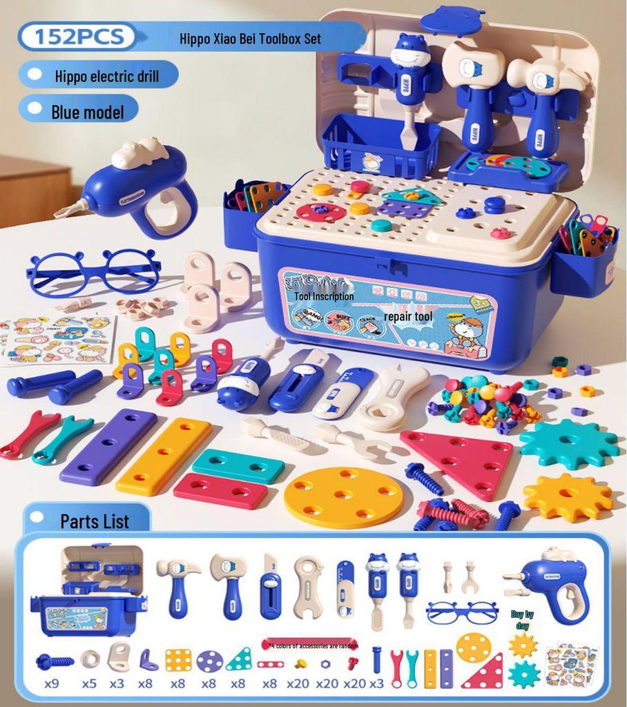 Xiaobei Hippo Toolbox: TikTok-Inspired Electric Drill & Screw Set for Kids