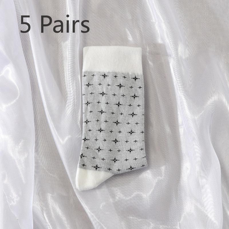 

5 пар женских модных новых ретро носков с высоким паголенком для весны и осени 5 Pairs звезда
